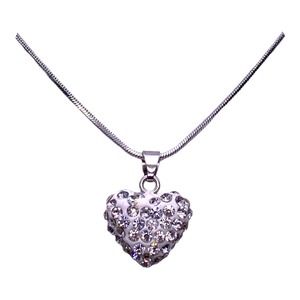 Imitation Silver White Rhinestone 3D Bubble Heart Necklace Jewelry Gift Box